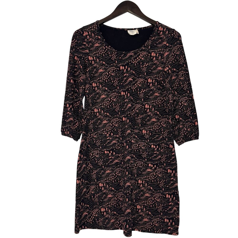 Mata Traders Rosalie Dress Women's Small Black Orange Alpine Ski Organic Cotton